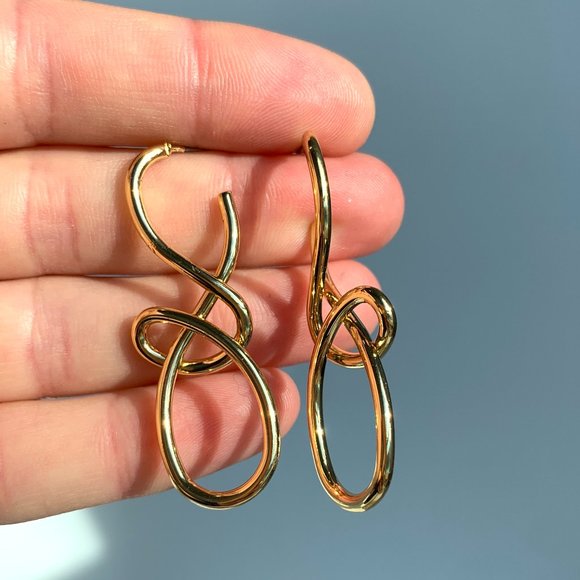 NEW~ Anthropologie Tied up Twisted Gold Drop Earrings - Picture 9 of 11